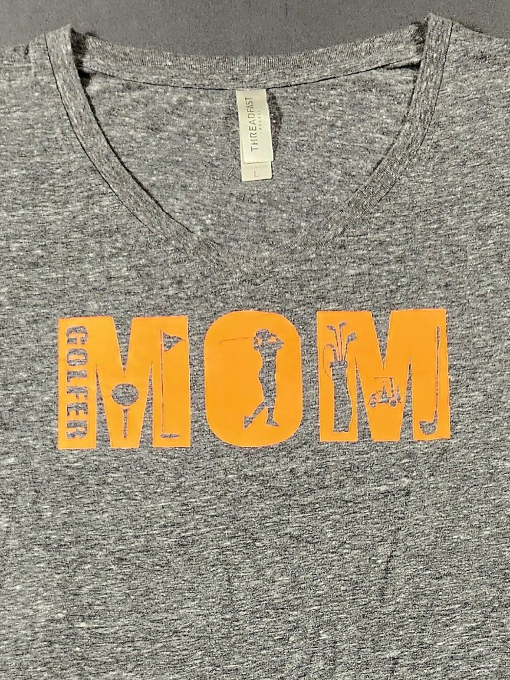Golfer Mom Graphic Tee Heather Grey & Neon Orange Large